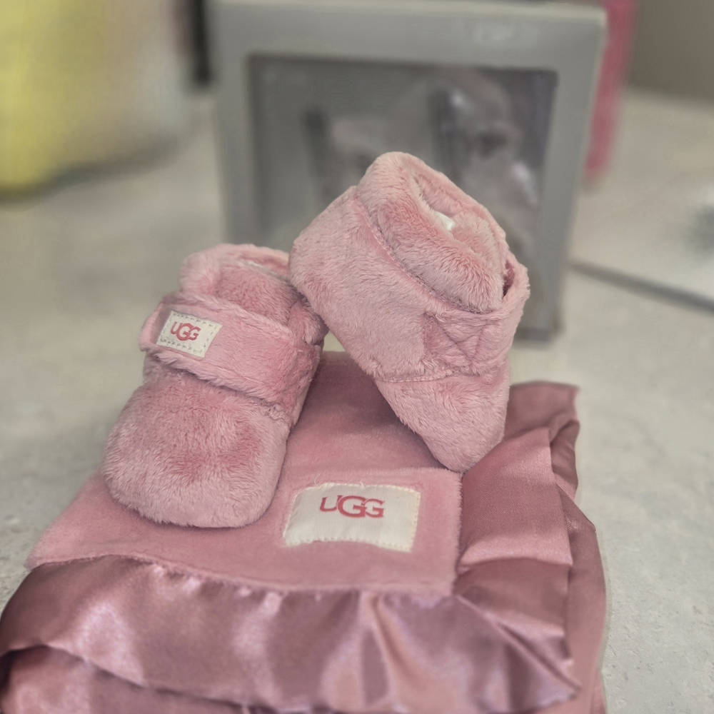 UGG Blush Baby Booties and Blanket Set